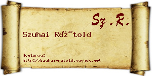 Szuhai Rátold névjegykártya